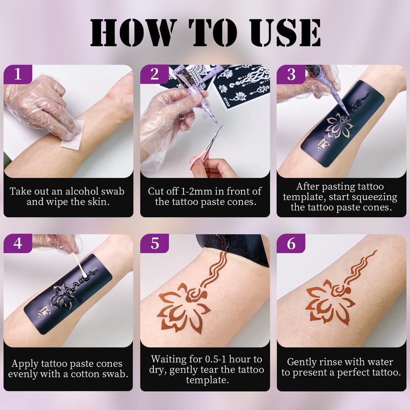 DM Temporary Tattoo Kits 6 Tattoo Cones 133 Stencils Semi Permanent Markers for Women Men Kids DIY Body Makeup Art Party Gifts Long Lasting DM Temporary Tattoo Kits 6 Tattoo Cones 133 Stencils Semi Permanent Markers for Women Men Kids DIY Body Makeup Art Party Gifts Long Lasting