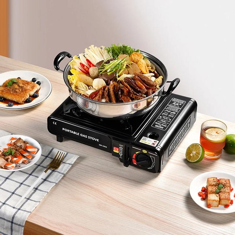 Outdoor Portable Furnace Adjustable Fire 2900W Furnace Lightweight Cooker Unit Kitchen Equipment for Camping Barbecue Hot Pot Cooking w/Storage Box