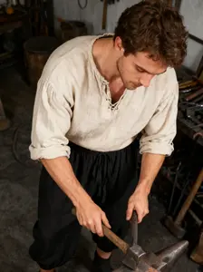 Men's Medieval Pirate Pants Linen Renaissance Viking Costume Trousers Baggy Harem Linen Pants for Cosplay