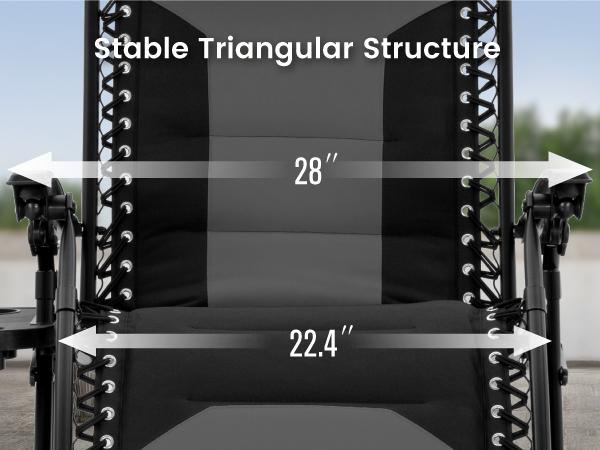 PHI VILLA  Oversized Padded Zero Gravity Chair, 26''/28''/30" Wide Foldable Patio Recliner, Anti Gravity Lounger with Cup Holder, 400 LBS Weight Capacity