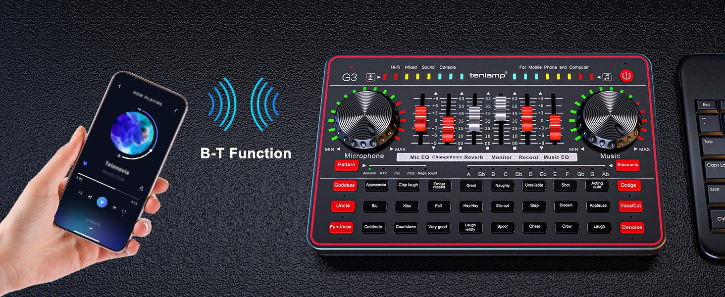 Tenlamp G3-Q8 Podcast Microphone bundle Live Sound Card Streaming Audio Mixer, Podcast Equipment with Voice Changer/Audio Interface for Live Streaming/Singing/Content Creation, with Voice Effects Soundboard