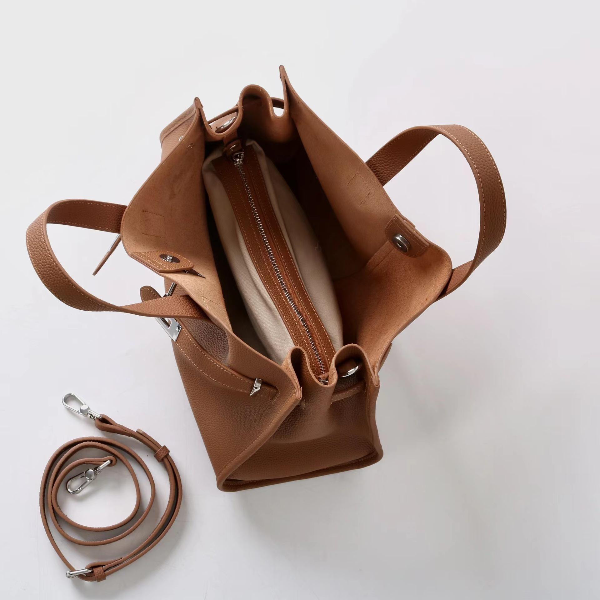 Urban Luxe Genuine Leather Power Tote with Silver-Tone Hardware Women's Shoulder Bag Elegant Durable Everyday Use Spacious Handbag Casual Trendy Purse, Everyday Bag,summervibes