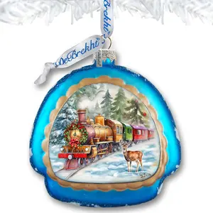 Designocracy 756-018 4 x 3.5 in. Polar Express Rainbow Glass Ornament Christmas Decor