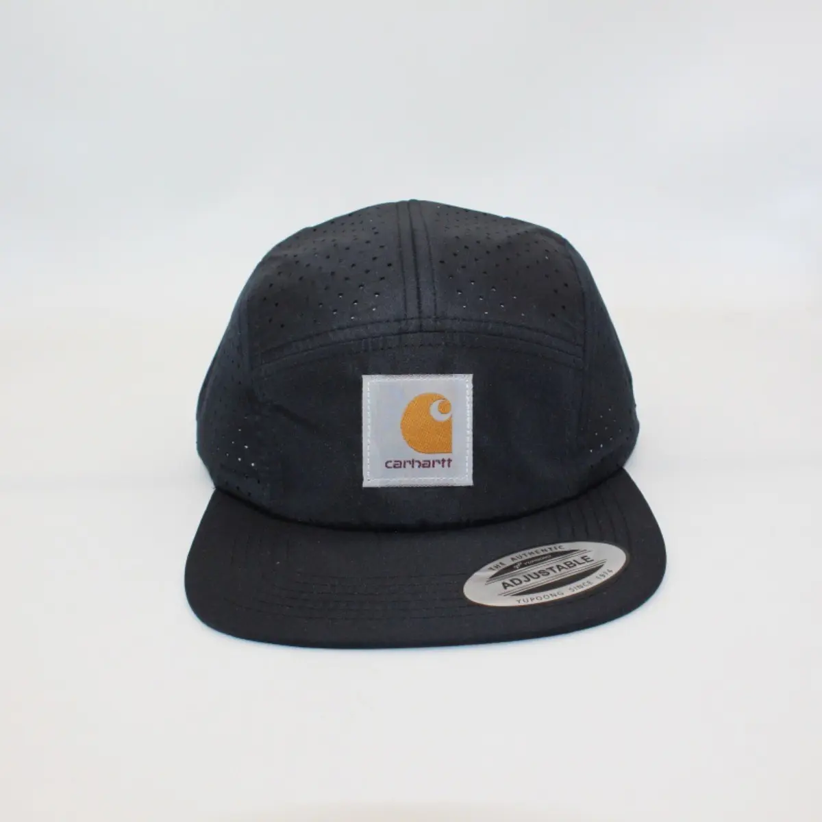 Carhartt Breathable Perforated Camp Cap, Woven Label Flat Brim Adjustable Outdoor Hat Unisex