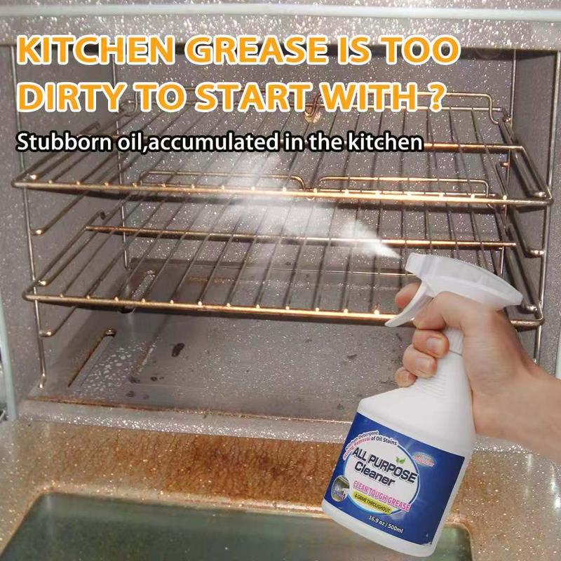 Heavy-Duty Kitchen Oil Cleaner – Hard Grease Stains? Removes Old Baked-On Oil in Seconds, Degreaser Spray for Oven, Grill, Range Hood, 500ml