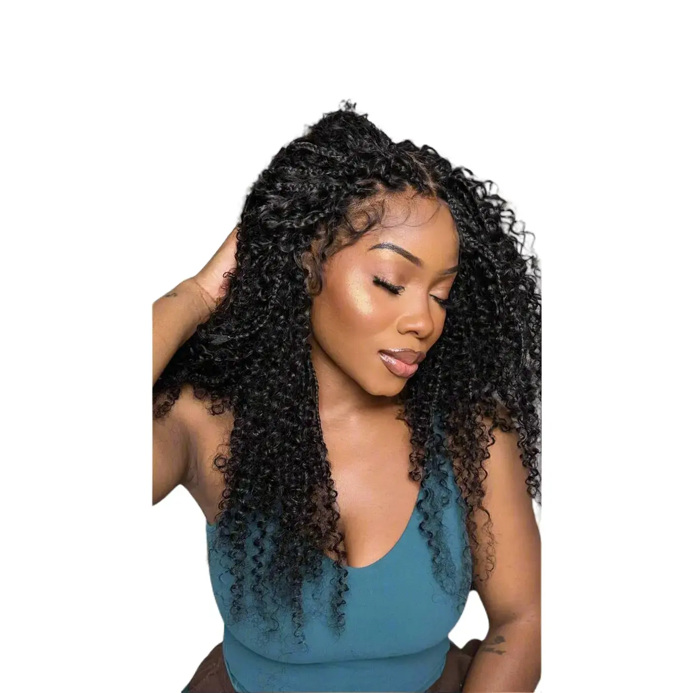JALIZA Lulu - Bora Bora Curly Boho Box Braided Wig Pre Bleached Swiss HD Full Lace Miracle Braids Style Hd Lace Frontal Fluffy Wigs