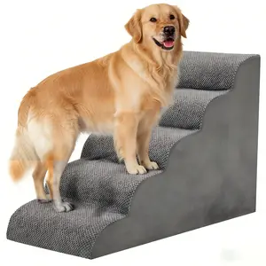 Pet Stairs for Small Dogs Senior Cats, Curved Foam Dog Steps, Anti Slip Puppy Ramp for High Beds Couch Chairs, Washable Cover Indoor Pet Stairs