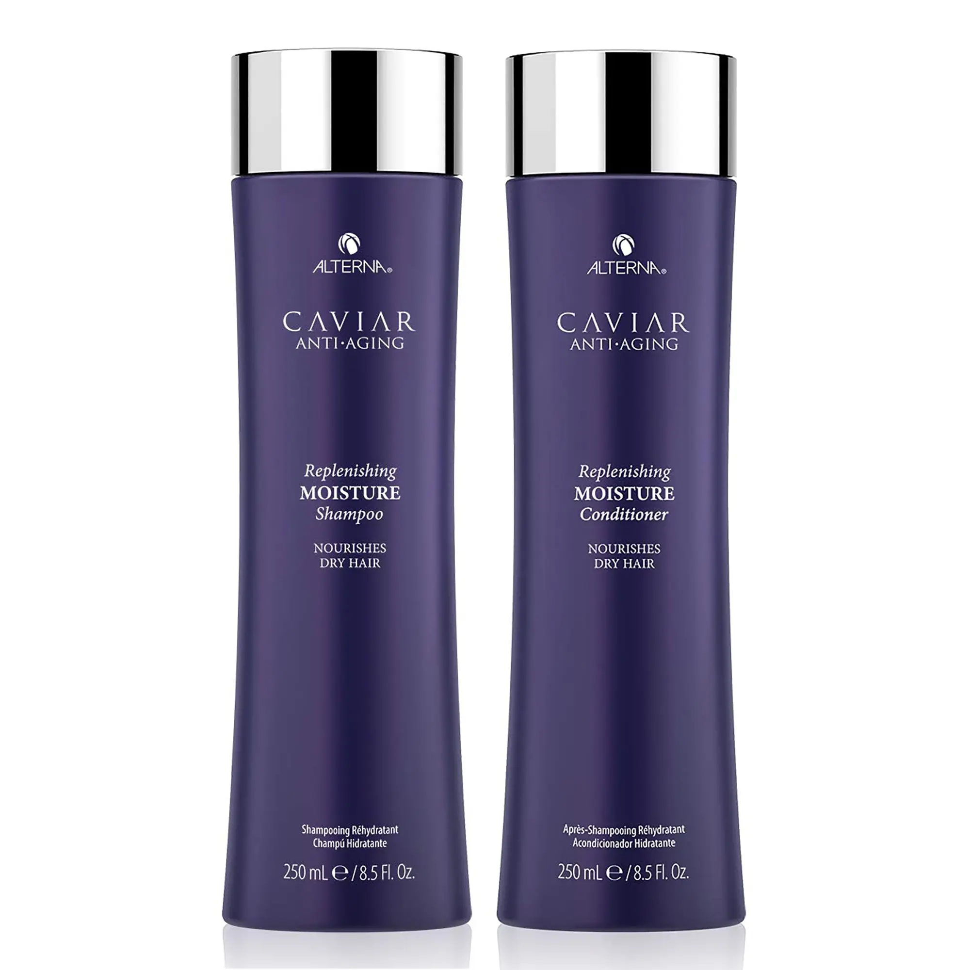 Alterna Caviar Anti-Aging Replenishing Moisture Shampoo & Conditioner Set - 8.5 oz Sulfate-Free Haircare for Dry Brittle Hair, Strengthening, Hydrating Cleanser, Moisturizer with Vitamin C & Minerals, Selfcare for Shiny Radiant Hair