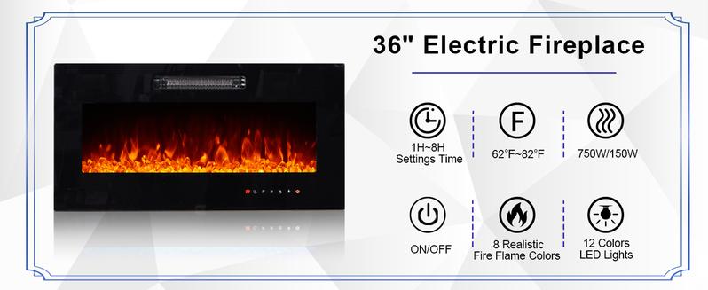 [Ships in 2 Boxes] AMERLIFE U-Shaped Legs Fireplace TV Stand, Media Console with Electric Fireplace and LED Lights, Modern Entertainment Center with Storage Shelf, Apartment Furniture/Best Gift Ideas/Christmas Gifts