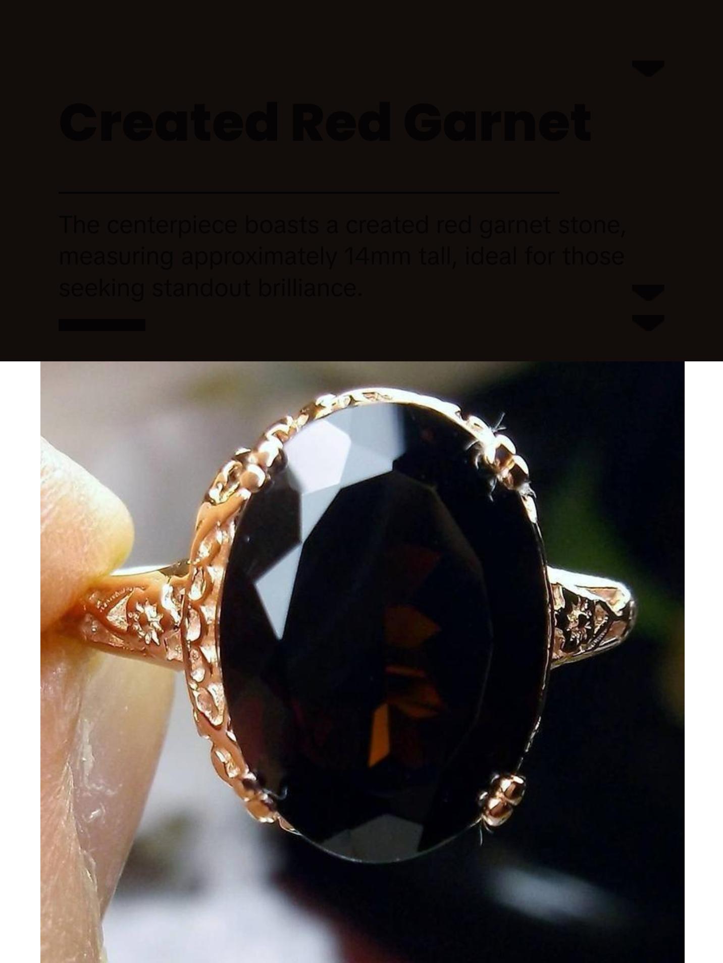 Sterling Silver 14mm Oval Red Garnet Rose Gold Ring Artificial Gemstone Adjustable Ring