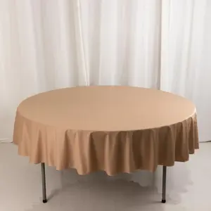 Scuba Round Tablecloth 90" Nude - Wrinkle Free Table Cover