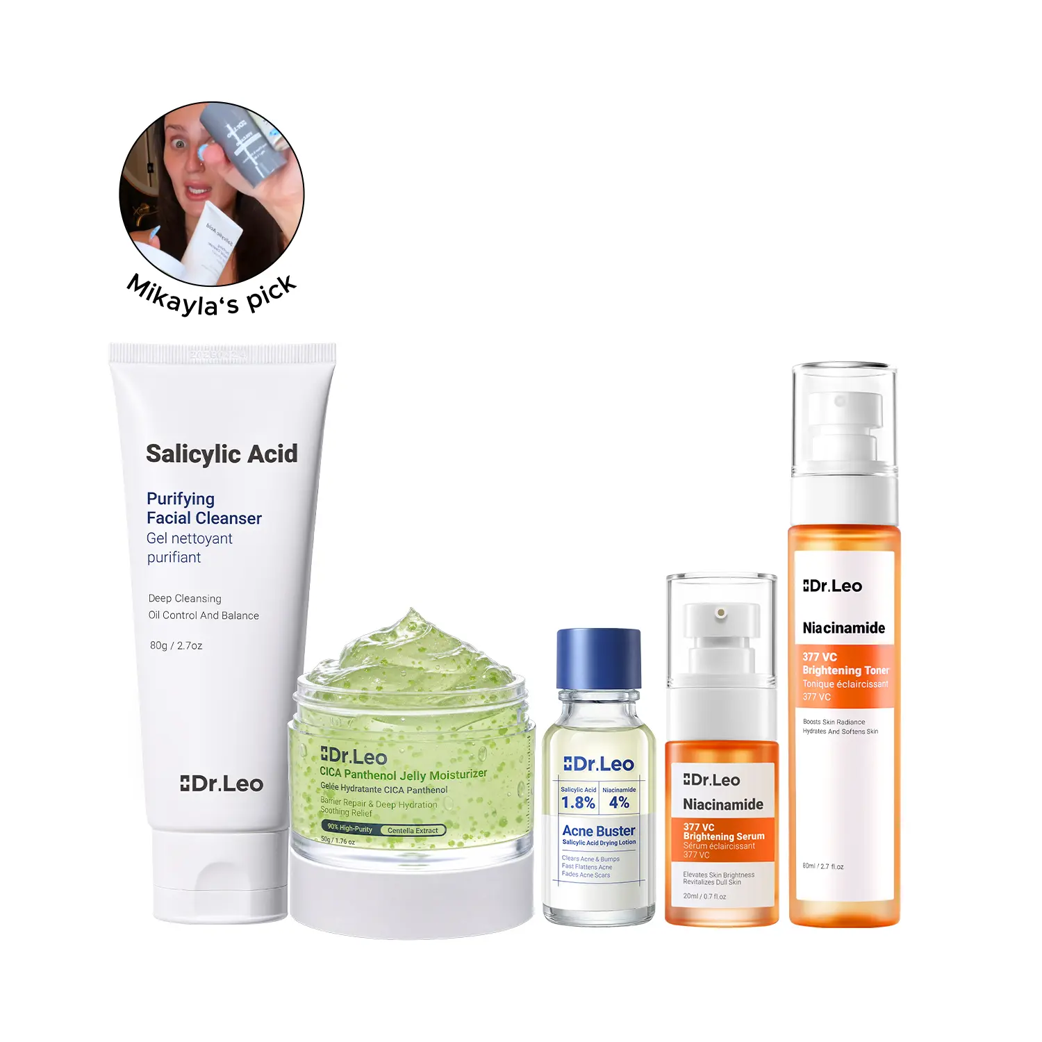 Dr.Leo 5-Step Acne Brightening Routine – Targeted Pimple Treatment, Skin Barrier Support, Post-Acne Mark Care, Brighten Dark Spots & Oil Control for Acne-Prone & Sensitive Skin  #sohochic #tiktokshopbacktoschool