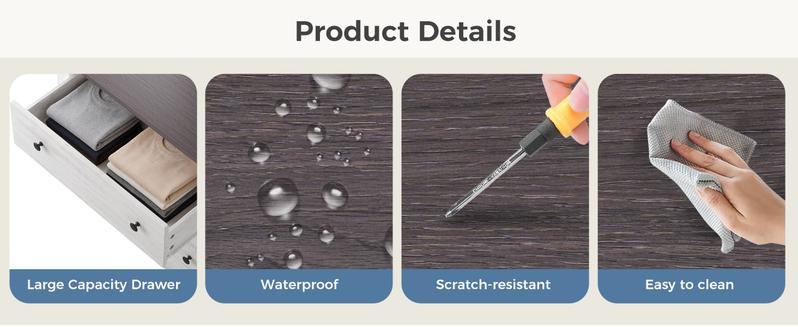 59in Wood Dresser 6 Drawer Storage Cabinet Vintage Dresser Chest of Drawers for Bedroom and Living Room