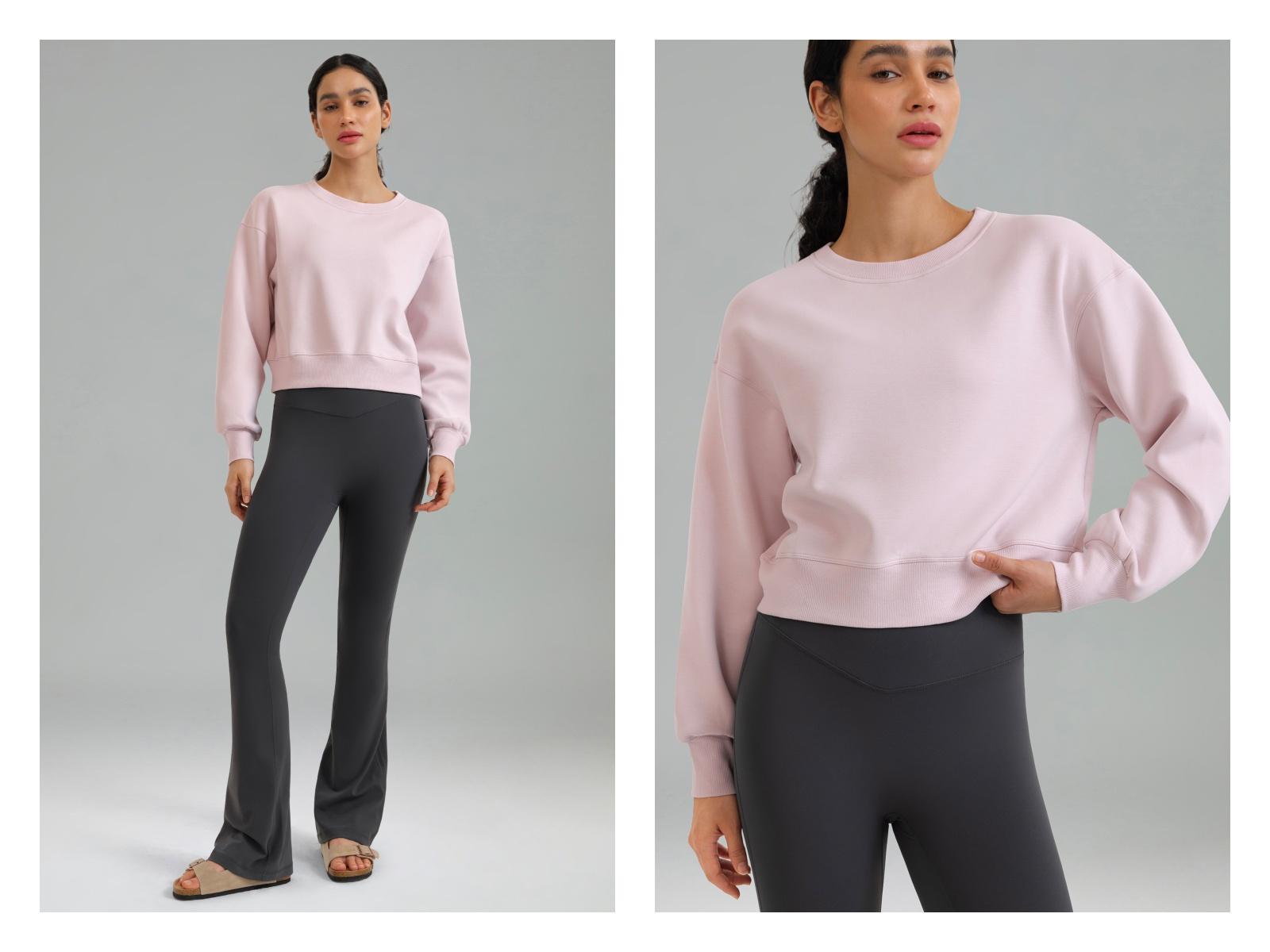 Colorfulkoala Women's Velvra Fleece Sweatshirt Retro Loose Fit Crew Neck Drop Shoulder Pullover Sweatshirt Modal Fleece Thumbhole Cuffs