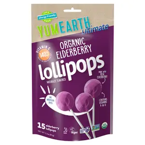 YumEarth Ultimate, Organic Elderberry Lollipops, 15 Lollipops, 3.3 oz (93 g)