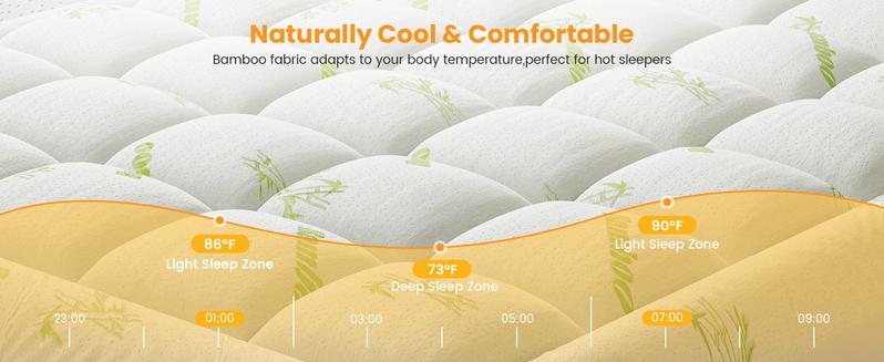 Ultra Soft Mattress Topper, Viscose Derived from Bamboo, Thick Pillow Top Mattress Pad with Deep Pockets, Soft Topper for Back Pain Relief, Breathable Cooling Material for Hot Sleepers