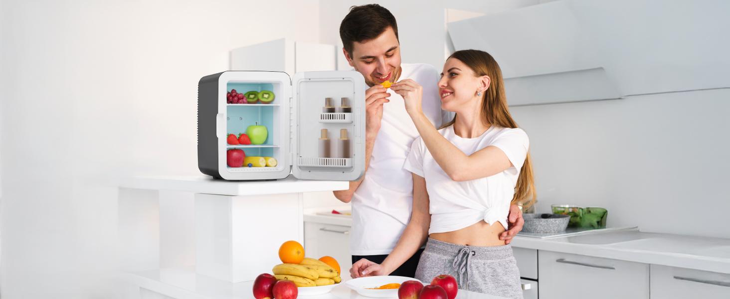 Antarctic Star Compact Mini Fridge, 10L Portable Small Refrigerator, 2.6 Gal Mini Fridge with AC/DC Adapters, Small Cosmetics Cooler for Beverage, Food, Makeup, Bedroom, Office, Dorm, Black