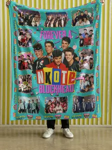 The Ultimate NKOTB Fan Gift! Forever a Blockhead Fleece Blanket | New Kids on the Block Photo Collage Throw | Soft Warm 90s Nostalgia Decor