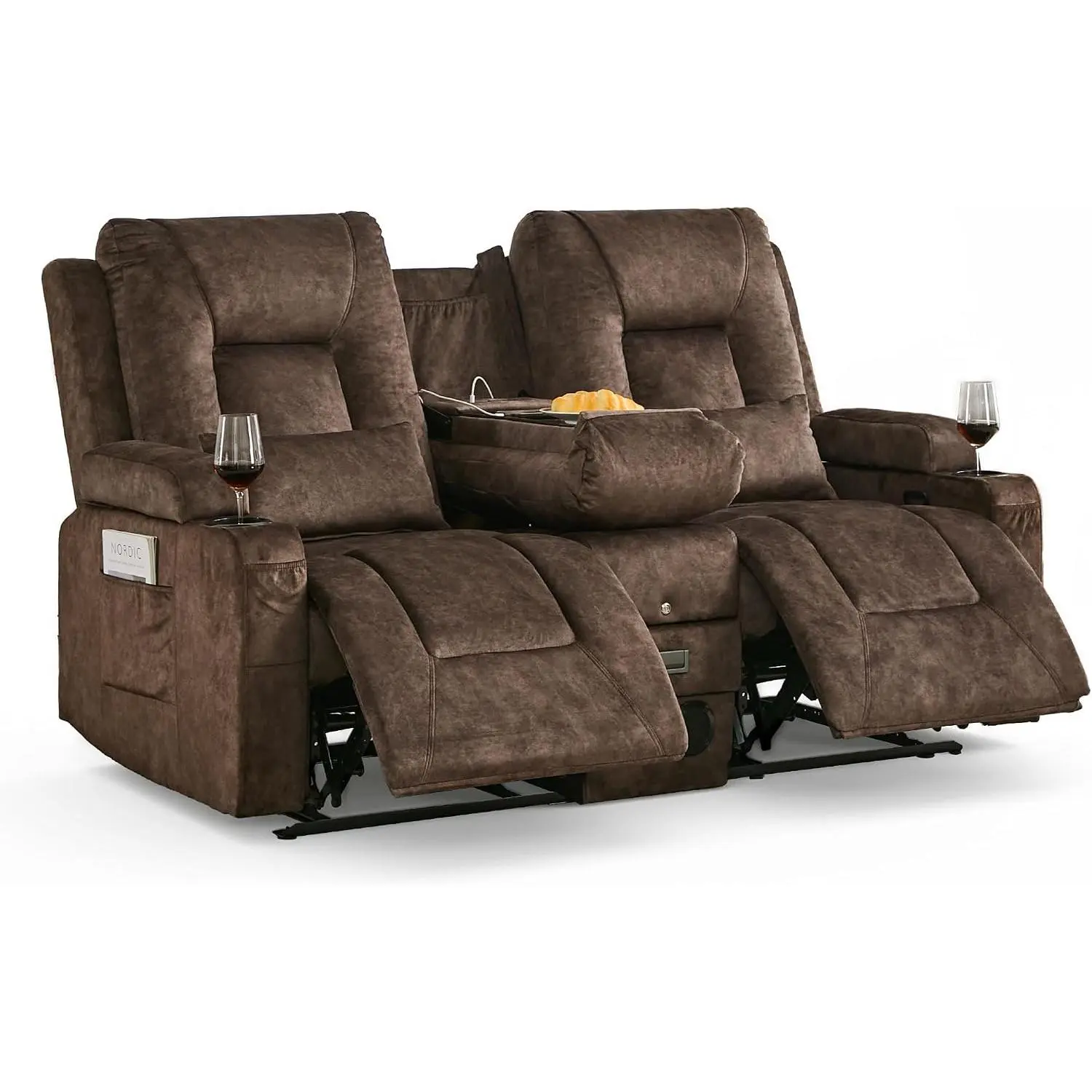 STHOUYN Loveseat Recliner RV Couch Oversized Recliner Loveseat with Heat and Massage, Wall-Hugger Reclining Sofa with Cup Holders and USB Port, Big Large 2-Seater Double RV Recliner Loveseat for Living Room, nice furniture