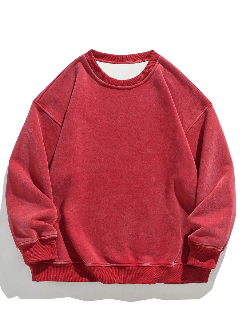 Men's Regular Fit Plain Crewneck Sweatshirt Long Sleeve Pullover Warm Comfortable Ribbed Classic Top Casual Long Sleeve for Fall Winter Menswear