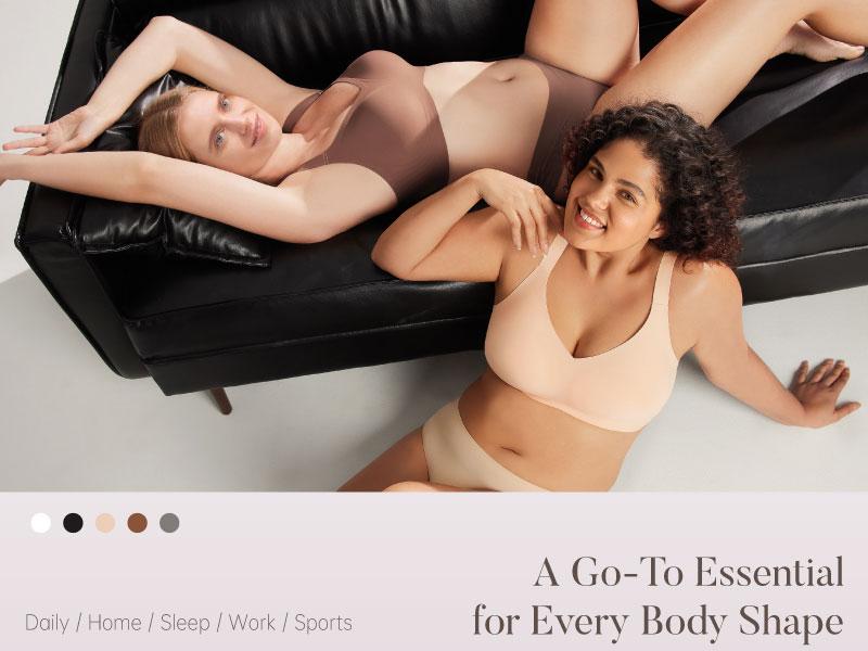 OEAK Bras for Women V Neck No Underwire Wireless Plus Size Support Bra Underarm Smoothing Seamless Push Up Full Coverage T-Shirt Sports Bra