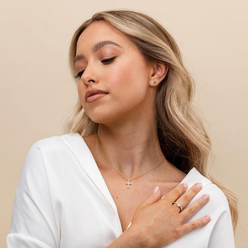 PAVOI 14K Gold Plated Cross Pendant Necklace for Women - Hypoallergenic Cubic Zirconia Cross Necklace - Dainty Necklace Christian Faith Gold Jewelry Gifts