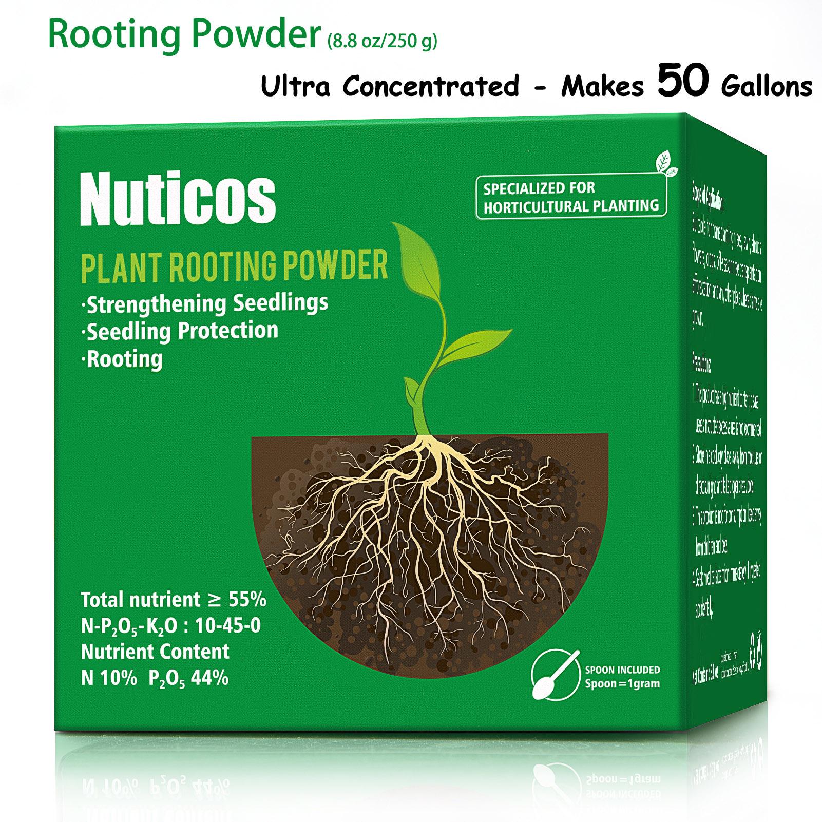 Nuticos Rooting Powder , Rooting Hormone for Plant Cuttings and Strong Roots, Ultra Concentrated - Yields 50 Gallons plant fertilizer