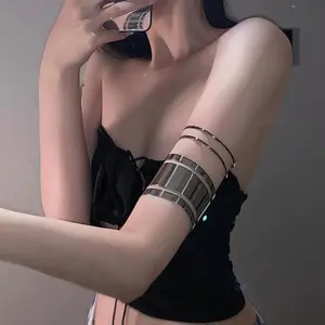 Slimming V-Notch Arm Cuff - Adjustable Open Bangle Creates a Slimming Illusion, Bold Matte Metal Statement Jewelry for Women, Punk Festival Arm Band
