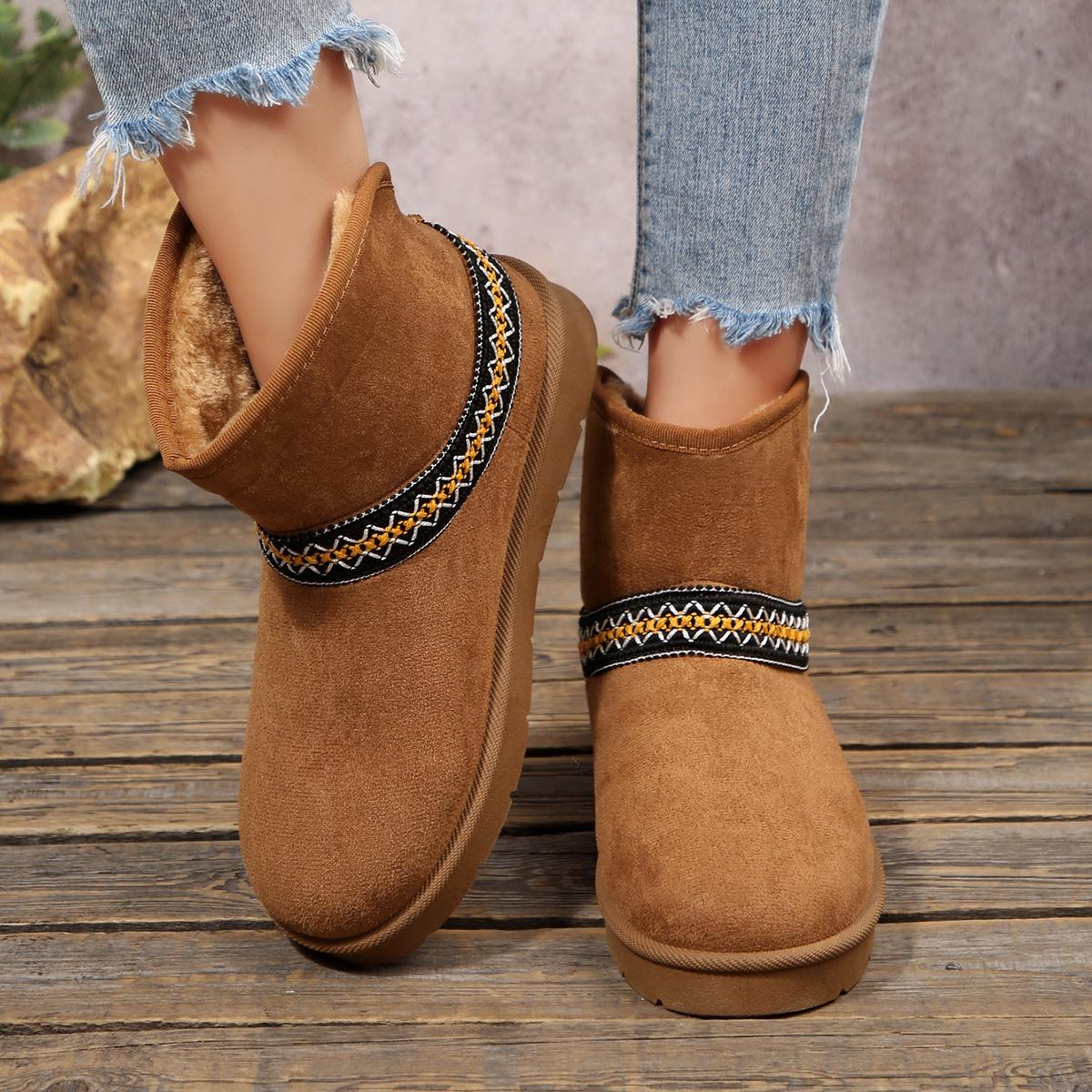 Mysoft Women's Faux Lambswool Bohemian Style Snow Boots, Winter Warm Fur Shoe, Womensfashion Footwear, Comfortable Walking Boots for Women, Ideal Valentine's Day Gift