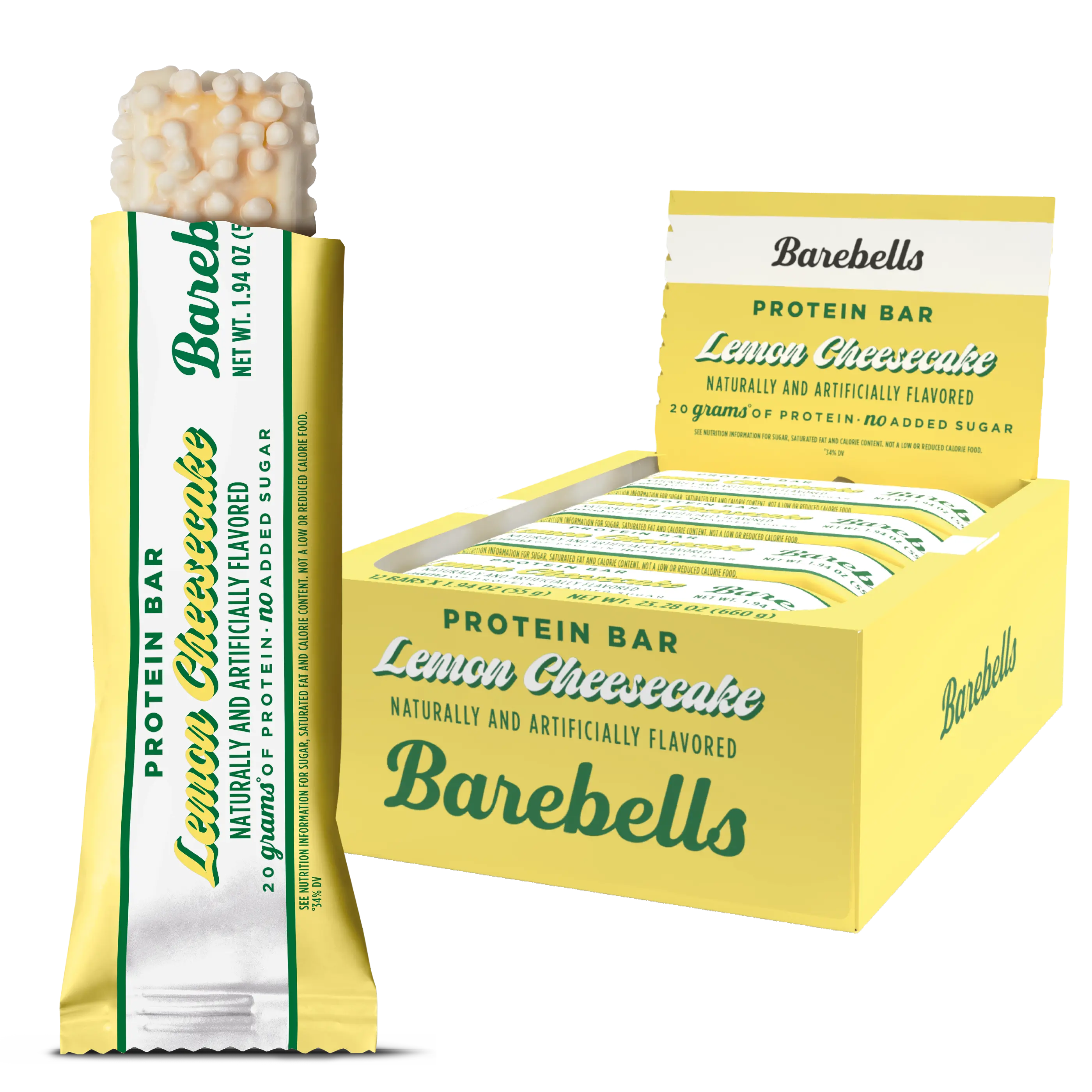 Barebells Protein Bars Lemon Cheesecake - 12 Count, 1.94 oz Bars - Protein Snacks with 20g of High Protein - Protein Bar with 1g of Total Sugars - On The Go Protein Snack & Breakfast Bar