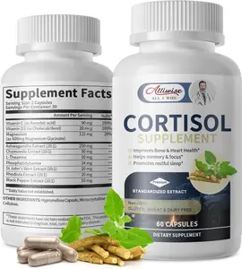 ALLIWISE Cortisol Supplement Ashwagandha L-theanine Relieve Stress w/Magnesium, Rhodiola