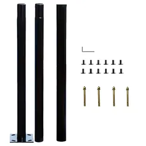 118 Inch Metal Lamp Pole Outdoor Light Post Black Finish 3 Meter Height 3 Sections Durable Stable for Outdoor Lighting