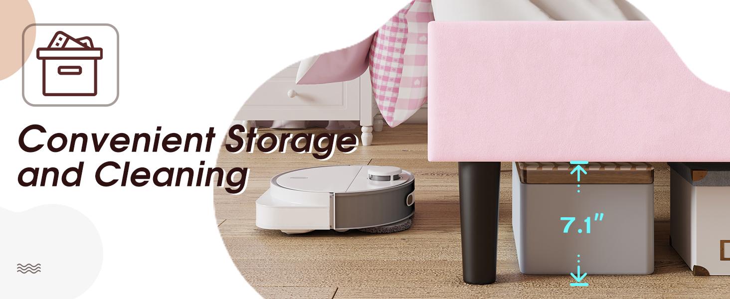 AMERLIFE LED Bed Frame with Adjustable Cloud Headboard, Velvet Upholstered Platform Bed, No Box Spring Needed, Easy Assembly/Christmas Gift/Best Gift Ideas