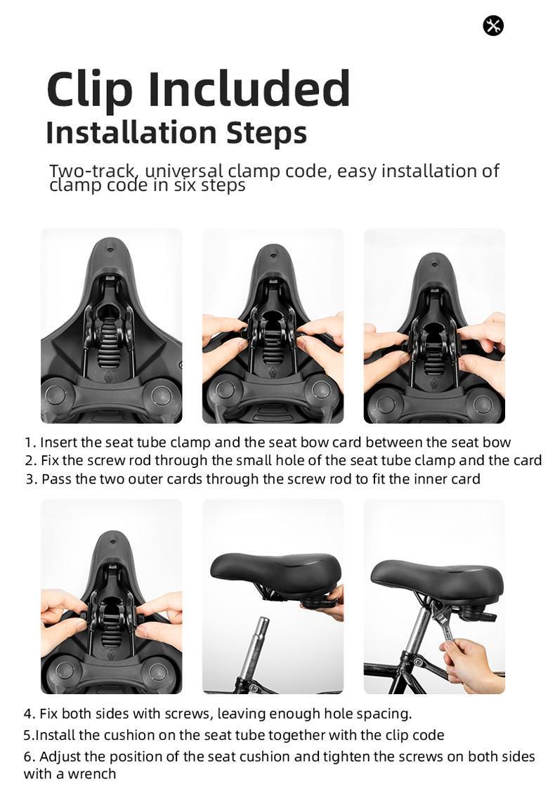 ROCKBROS Comfort Bike Saddle Mountain Bicycle Accessories for Men Women Wide Bike Seat Cushion Dual Shock Absorbing with Reflective Strip