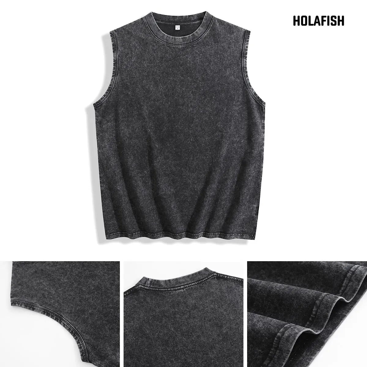 Holafish 1/3Pcs Acid Washed Tank Top Women's Oversized Cotton
