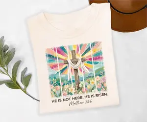 He Is Not Here He Is Risen Shirt, Bible Verse, Jesus Easter Tshirt, Floral Christian, Religious Tee