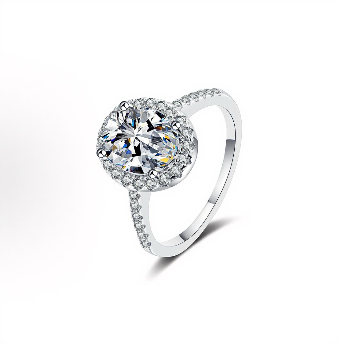 Drinsper S925 1.0ct DVVS Oval Synthenic Moissanite Ring Sterling Silver Elegant Forever Promise Ring for Women Girls Jewelry Gift for Mom Girlfriend Suitable for Wedding Engagement