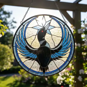Rebel Loon Stained Glass Suncatcher, Strong Minnesota Bird Glass Art