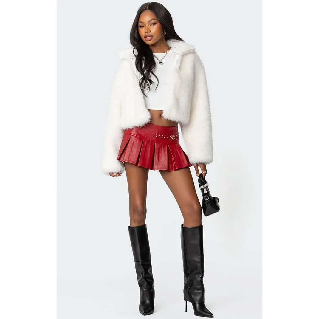 Edikted Women's Carmine Faux Leather Pleated Mini Skirt - Multicolor