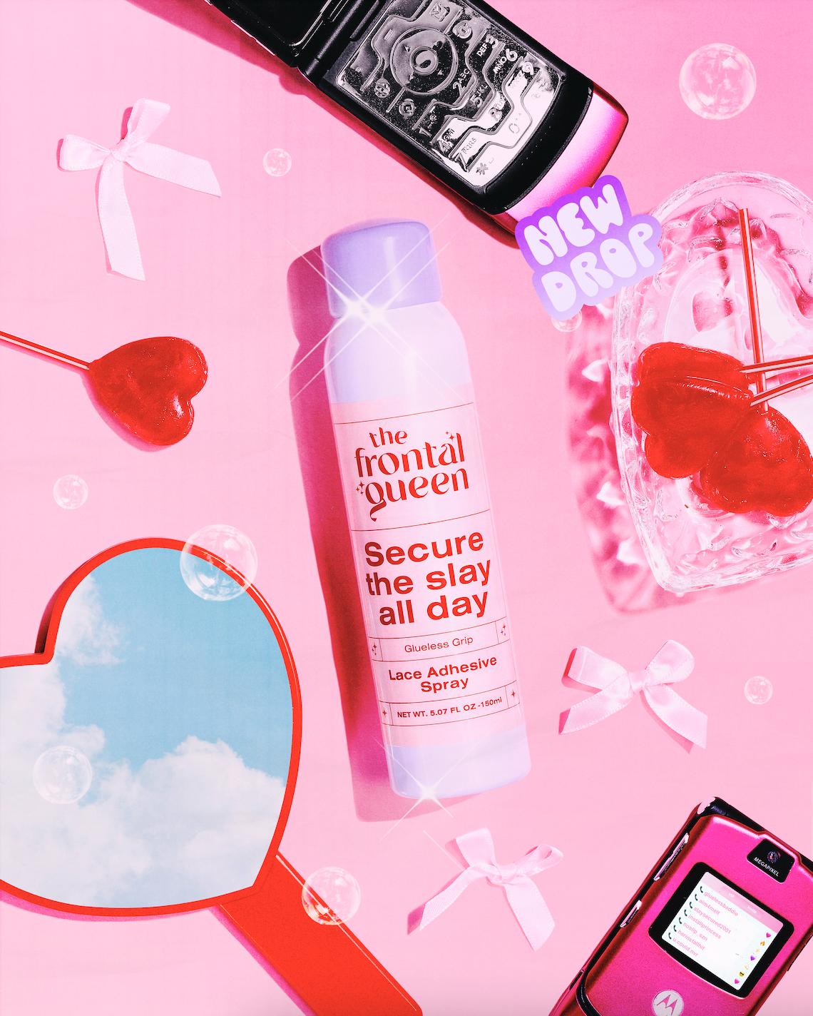 The Frontal Queen Lace Adhesive Spray for Wigs - Invisible Lace Blend, Seamless Finish, Long-Lasting Hold, Beginner-Friendly, Sweat & Humidity Resistant, Ideal for Daily Use