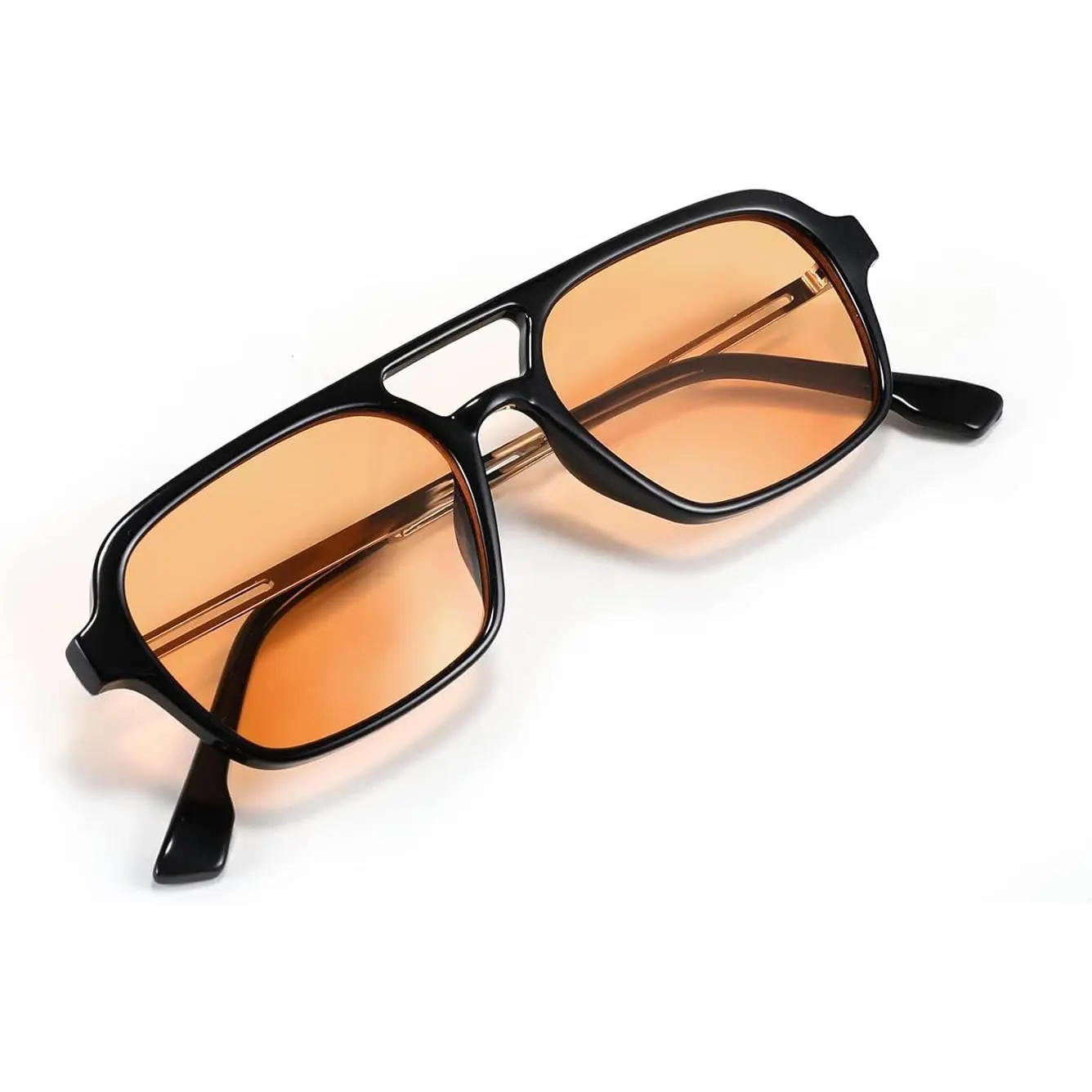 FEISEDY 1970s Classic Unisex Vintage Square Flat Sunglasses - Fashionable Frames, High Quality, Trendy, Metal Design Shades B2752 (Including Unisex Names Fit for Men & Women), Fashionable Frames Sunglasses