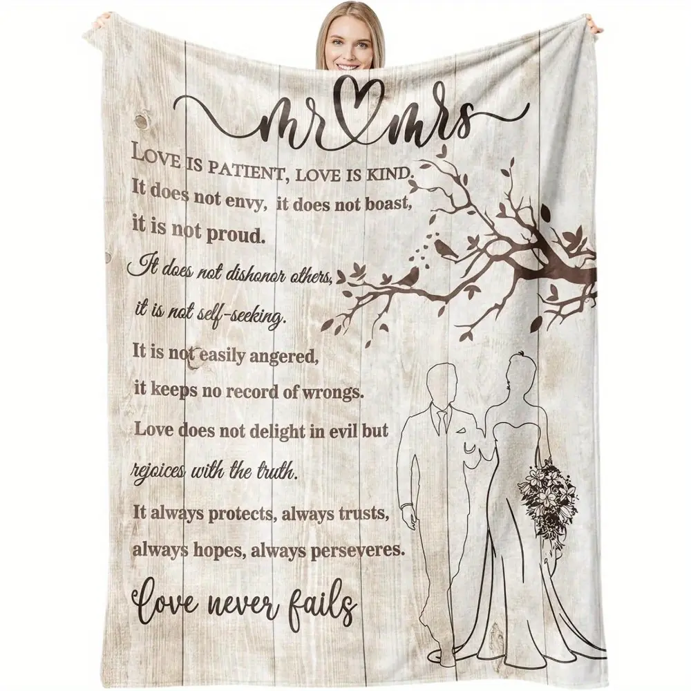 Wedding Gifts for Couples 2026 Soft Blanket, Bridal Shower Gifts for Bride to Be, Engagement Gifts for Couples, Wedding Gifts for Newlyweds Wedding Throw Blanket 60 50-280GSM