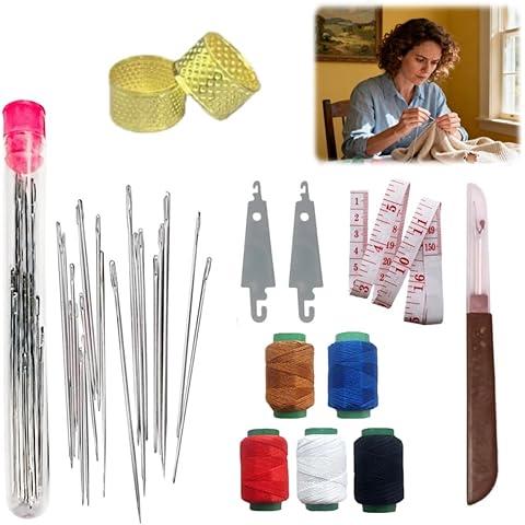 34PCS Sewing Tool Set Sewing Kit Needles Thread Hand Repair Tools Multi-Purpose Needle and Thread Kits Daily Use Sewing Working Kit for Beginners
