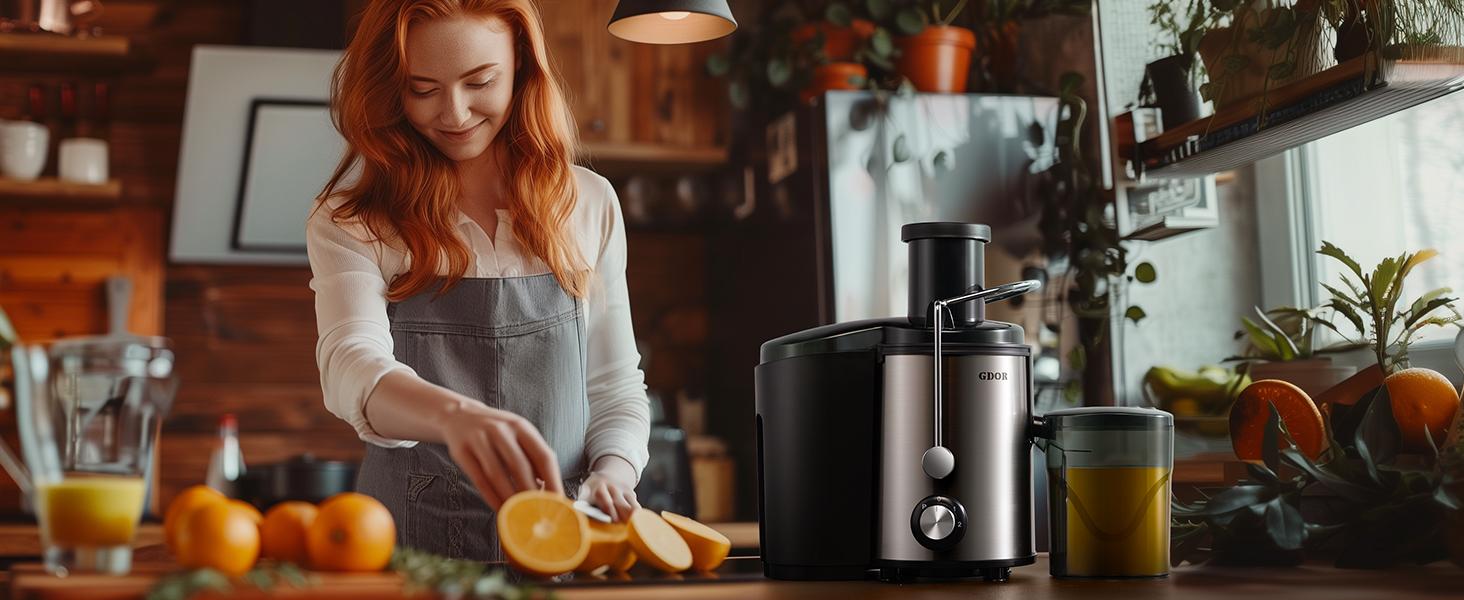 GDOR 800W Juicer Machines, Extra Large 3 Inch Feed Chute Juicer for Whole Fruits and Vegs, Centrifugal Juice Maker with High Juice Yield, Easy to Clean with Brush, 2 Speeds, BPA-Free, Silver
