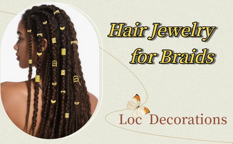 CHRISTMAS GIFT 60PCS Gold Hair Jewelry for Braids & Dreadlocks – Adjustable Hair Cuffs, Braid Rings & Loc Charms for Women’s Hair Accessories & Styling