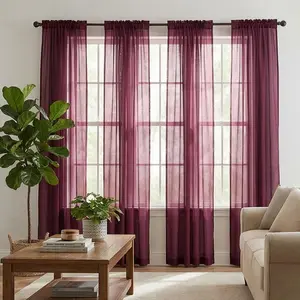 4 Pcs 34x95 inch Rod Pocket Home Decoration Window Curtains, Solid Color Full Dolly Fabric Cozy Soft Lightweight Drapes for Bedroom, Living Room FT2630 Household Textile Interior Accessories, Home Decoration Curtain, Window Curtain