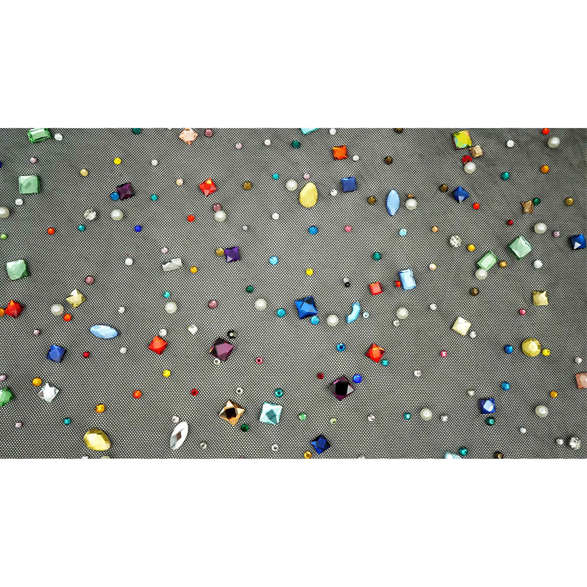 Brilliance Beaded with Rhinestone Stretch Mesh Fabric | Blue Moon Fabrics