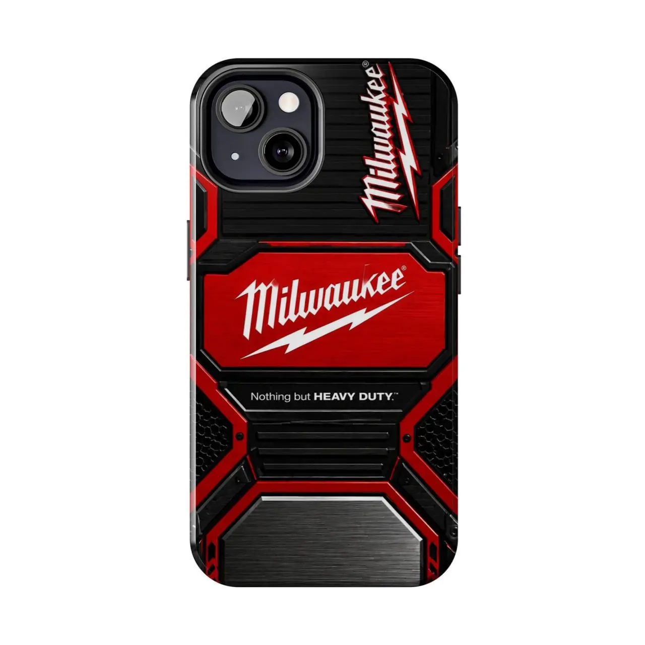 Milwaukee Heavy Duty Carbon Fiber Phone Case, Red Black Industrial Tool Design, Rugged Shockproof Protective Case for iPhone, Durable Work Phone Cover