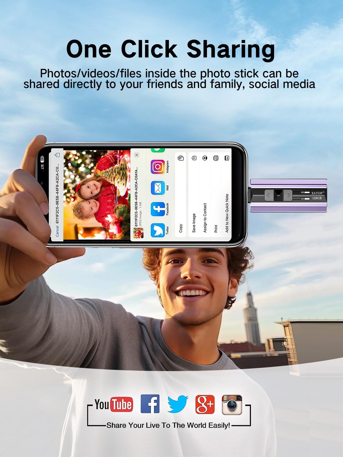 EATOP Portable Phone Flash Drive Small Memory Stick Storage Save More Photos Videos Files For iPhone iPad Androidphone PCs Mini USB External Memory Storage No App Required EATOP Portable Phone Flash Drive Small Memory Stick Storage Save More Photos Videos Files For iPhone iPad Androidphone PCs Mini USB External Memory Storage No App Required