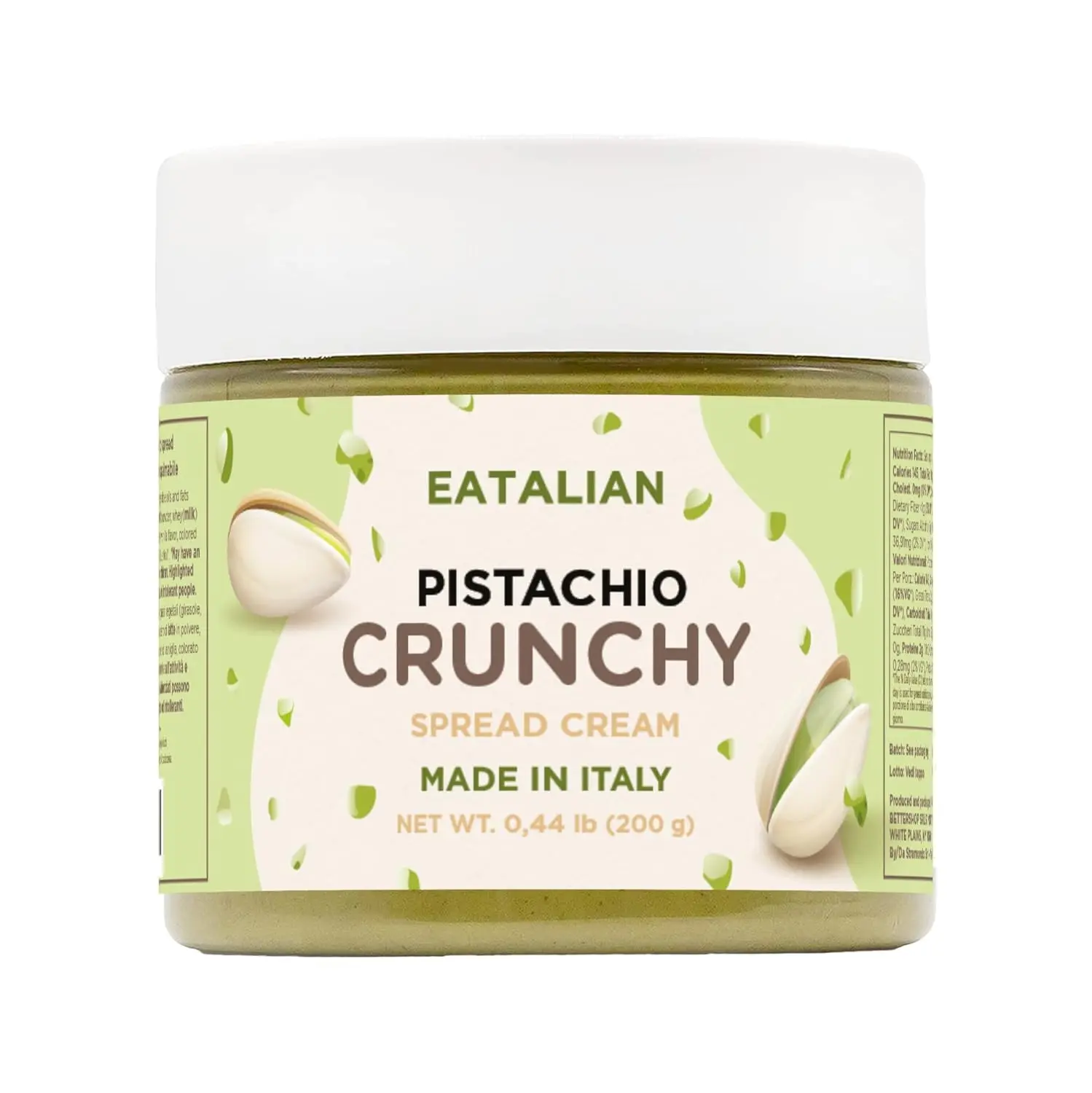 EATALIAN by AMZ BETTER High Protein Spreadable Crunchy Pistachio Cream - Italian-Made Sweet Food, Ideal for Cake Filling, Chocolate Pairing